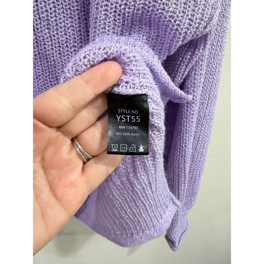 POL Purple V-Neck Knit Sweater Oversized Long Sleeve Womens Small - Picture 4 of 7